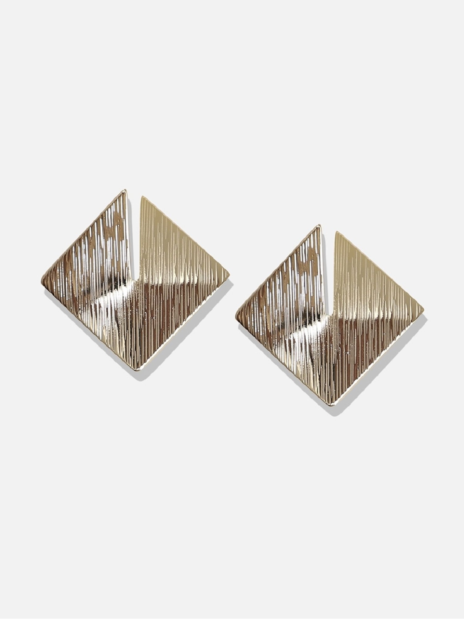 Sohi Women's Dented Textured Rhombus Drop Earrings  Gold