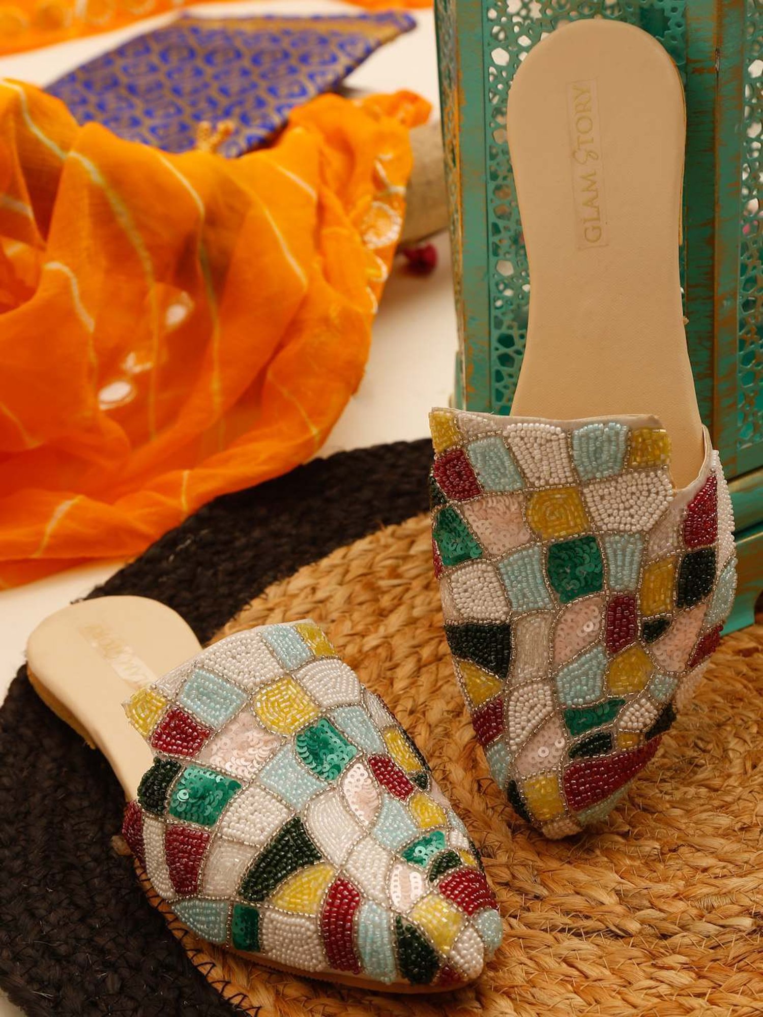 Glam Story Women's Multicolor Mule Shoes