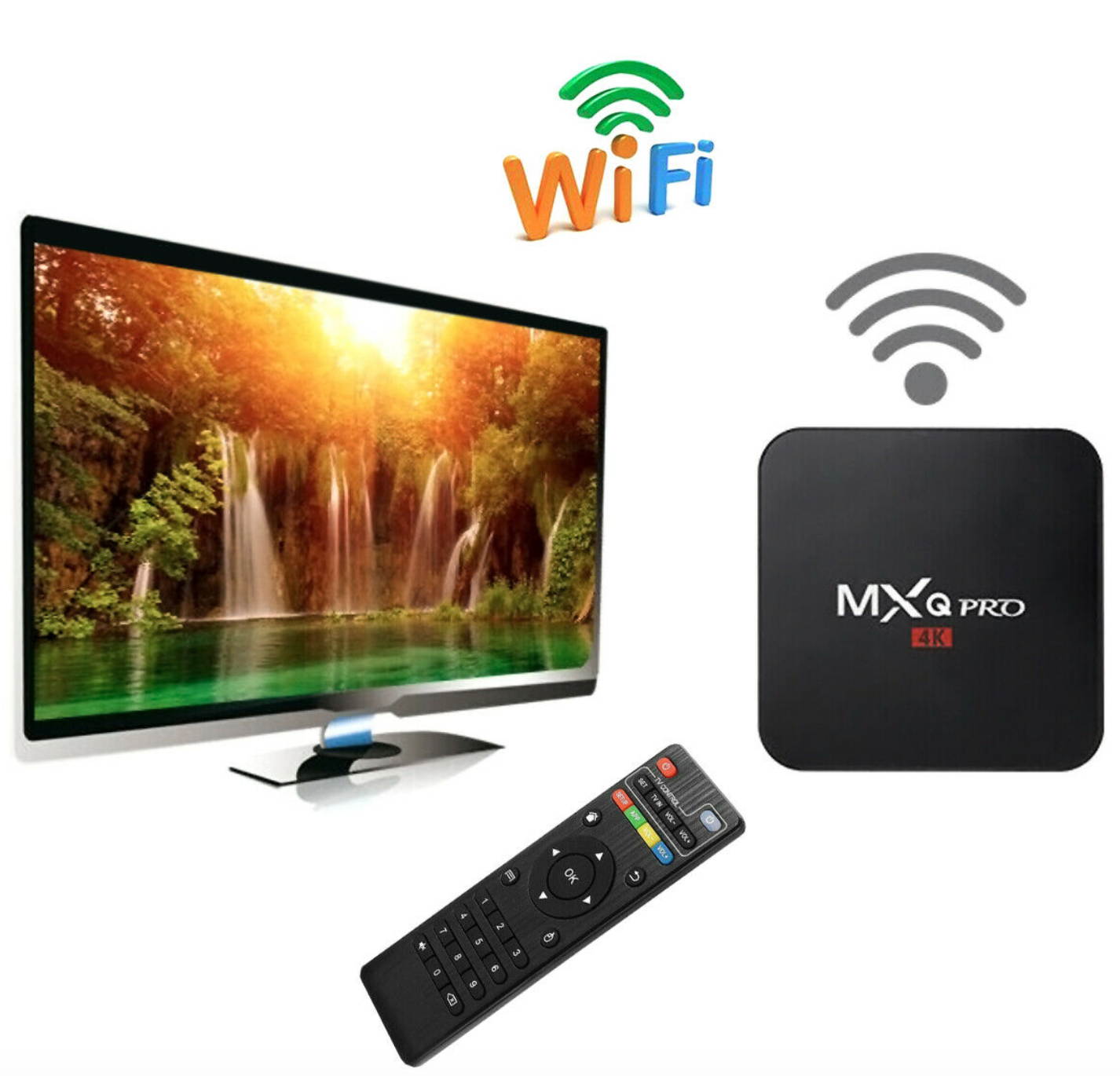 MXQ Pro 4K Ultra HD 64Bit Wifi Android 7.1 Quad Core Smart TV Box Media Player