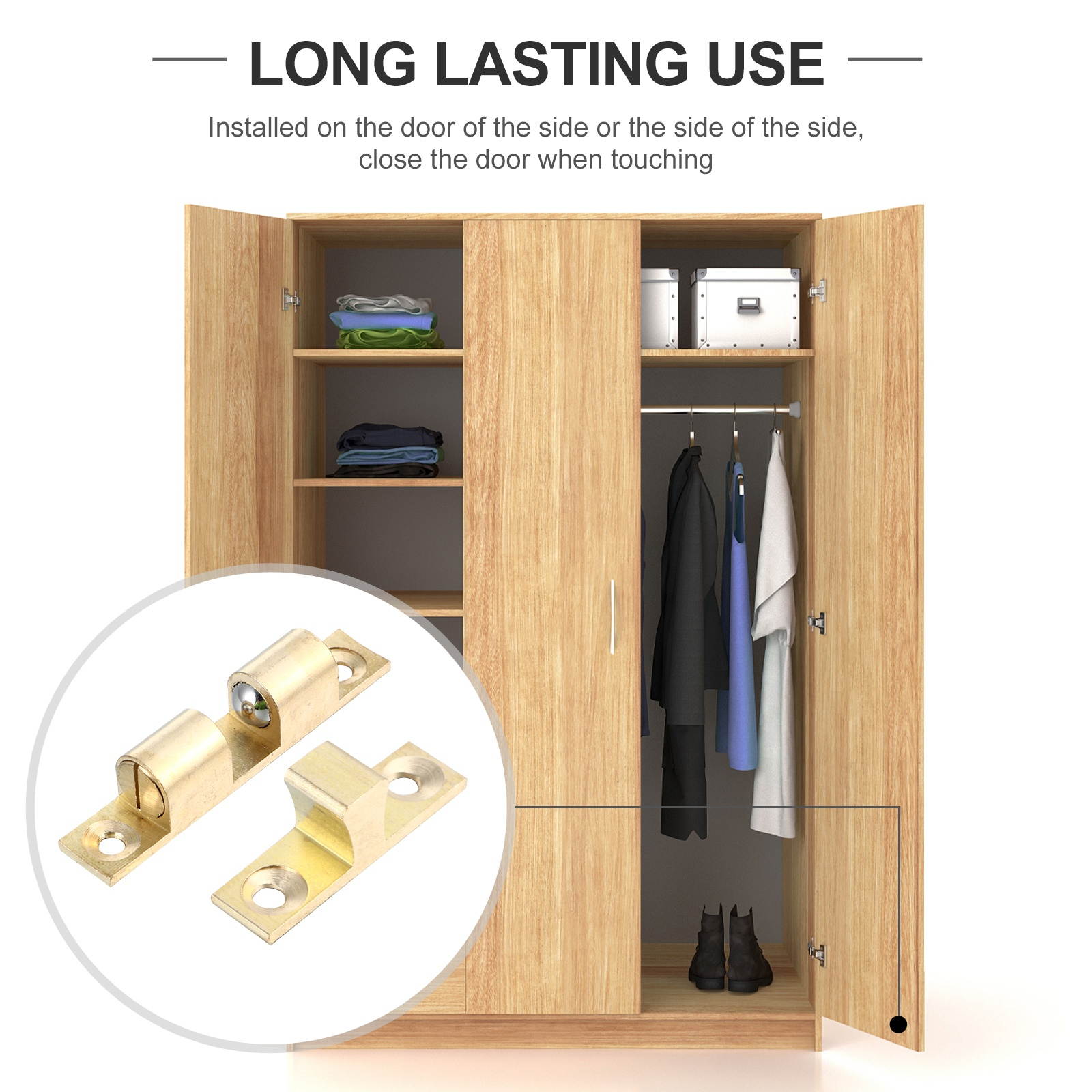 6pcs Goden Double Spring Ball Boat Door Stud Catch 70 Copper with 24pcs Screws