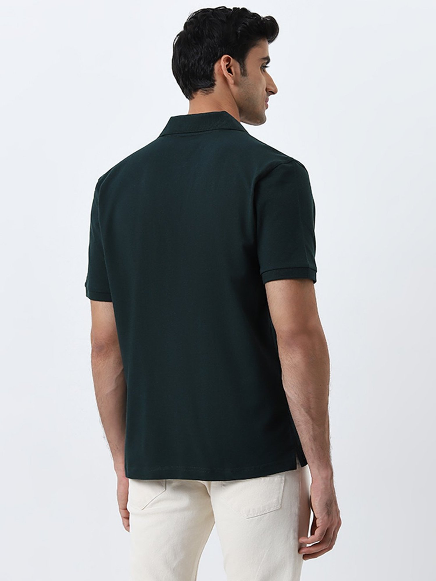 WES Casuals by Westside Green Relaxed-Fit Cotton Blend Polo T-Shirt