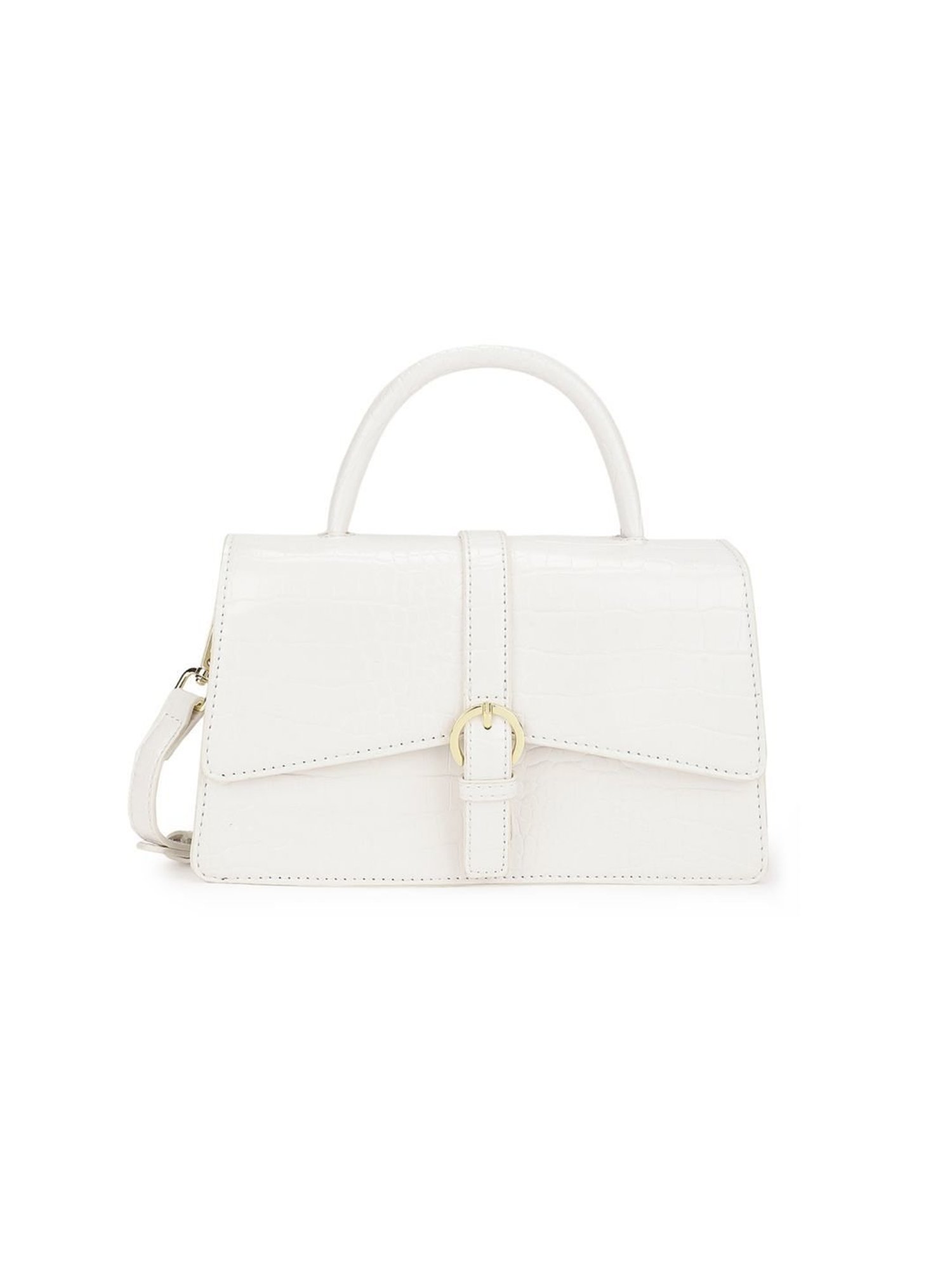 Tyra Isla White Textured Faux Leather Satchel Handbag