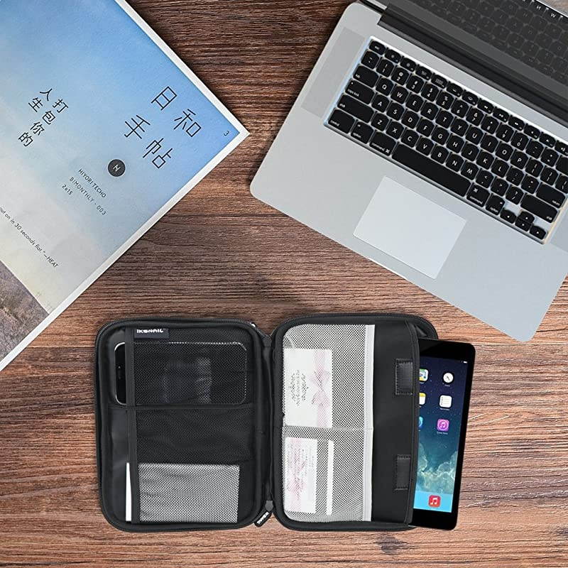 Electronic Organizer Double Layer Cable Organizer Bag Travel Gadget Storage Case for USB Cable Hard Drive Power Bank Digital Camera iPad MiniTablet or EBook up to 79 Gray