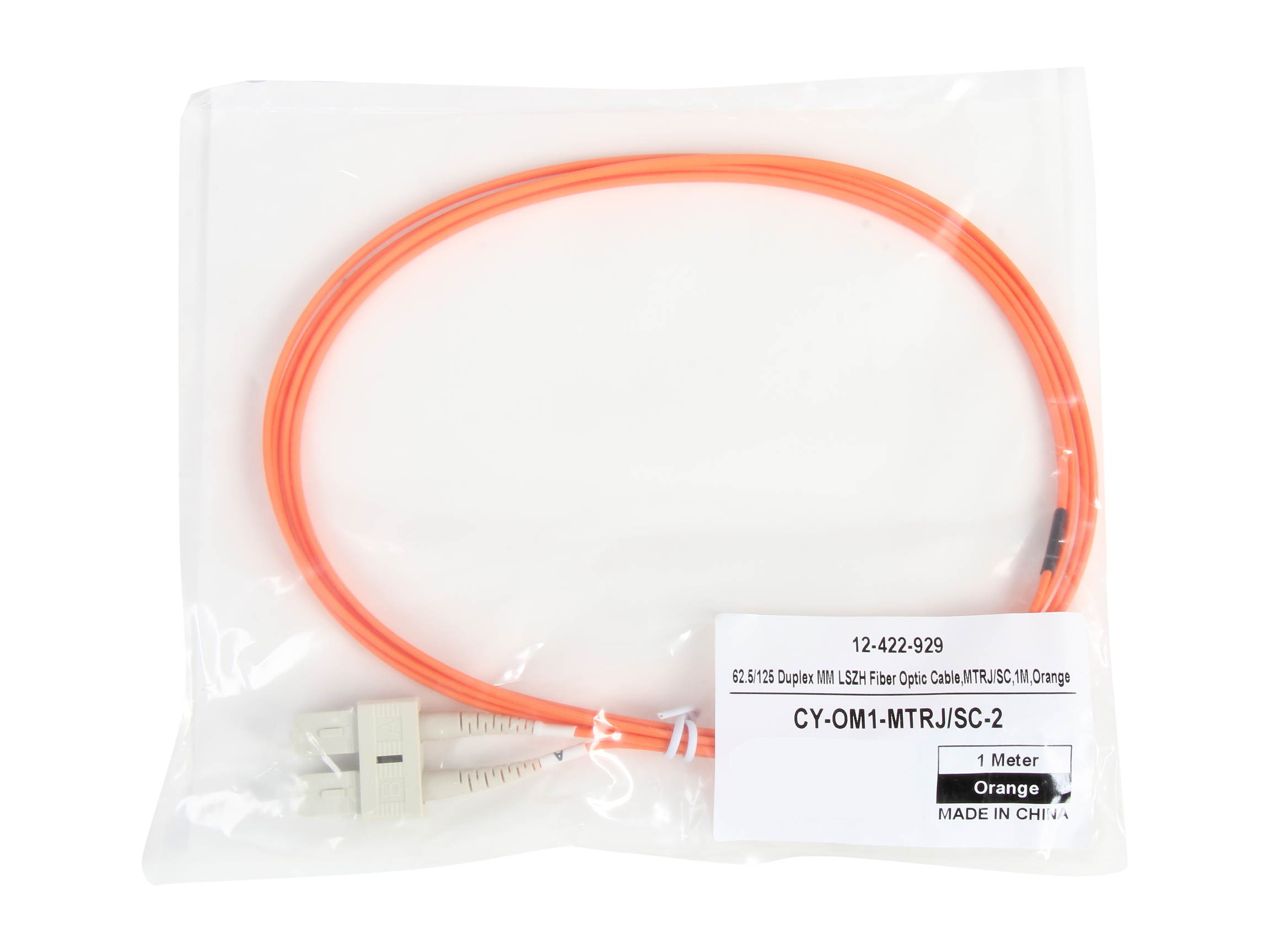 Coboc CY-OM1-MTRJ/SC-2 6.65 ft. Fiber Optic Cable, MTRJ (Male)/SC, Multi Mode, Duplex (62.5/125 Type) - Orange