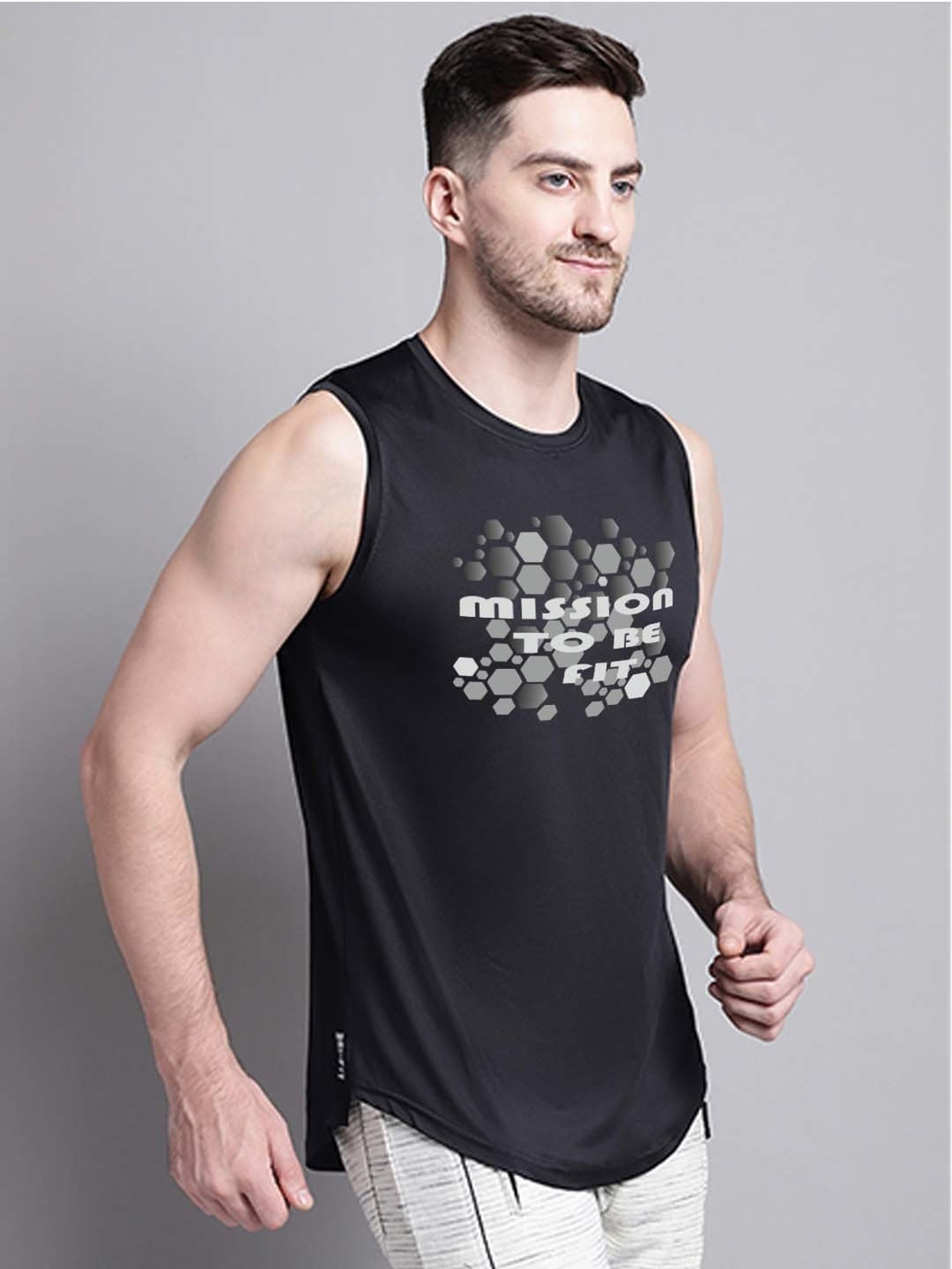 Friskers Black Regular Fit Graphic Sports T-Shirt