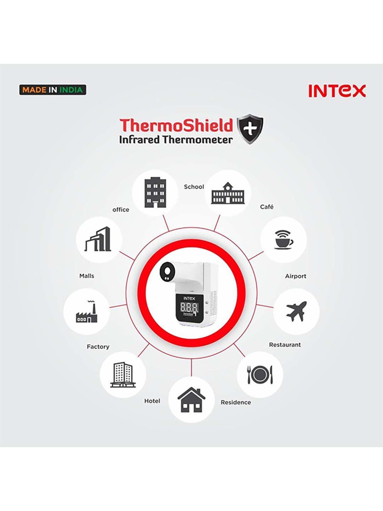 Intex Thermo Shield Wall Mount Automatic Digital Infrared Thermometer (White)