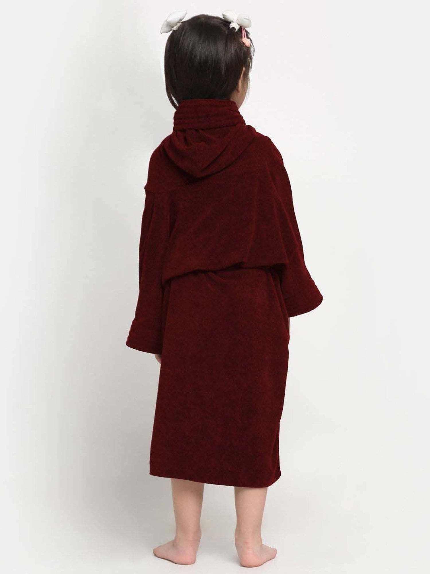 Creeva Melodious Grape Wine Micro Terry 250 GSM Kids Bathrobe 4-5 Yrs With Front Pocket