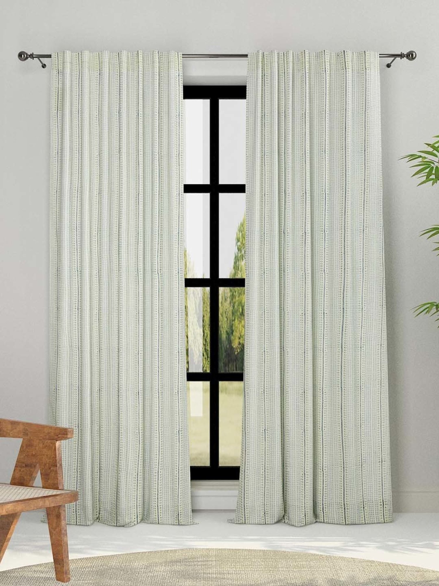 Fabindia Blue Coramandel Cotton 7 ft Door Curtain