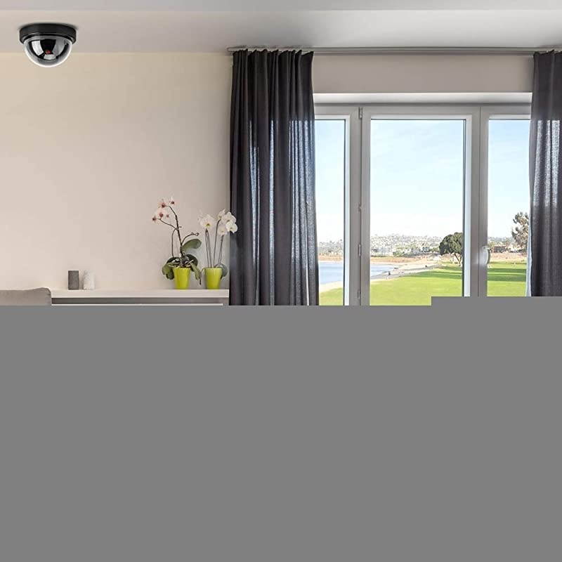 Dome Simulation Camera Fake CCTV Dummy with Flashing Led Light for Homes & Business Powered by 2"AA Batteries (Black)