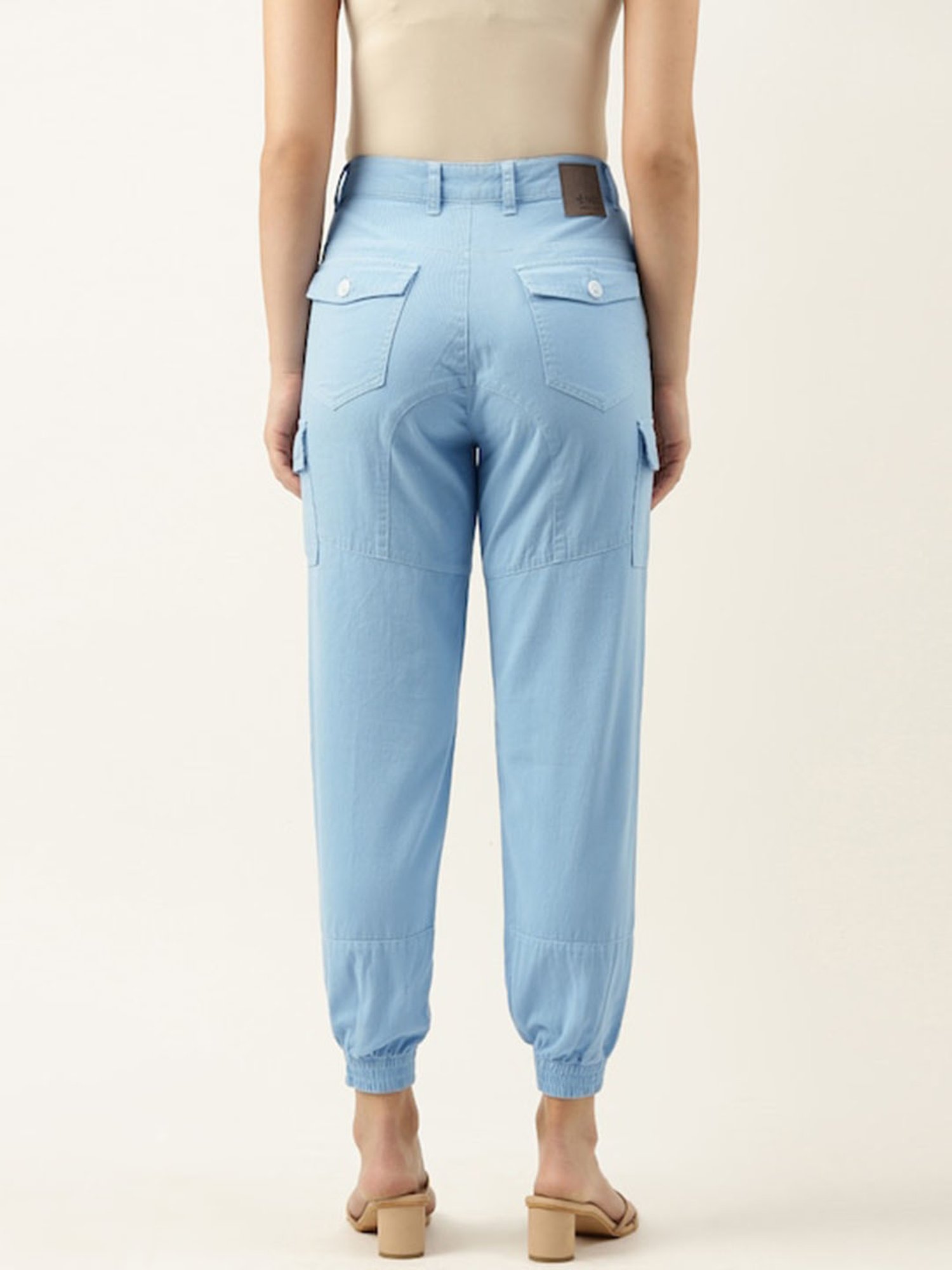 IVOC Powder Blue Slim Fit Mid Rise Cargo Joggers