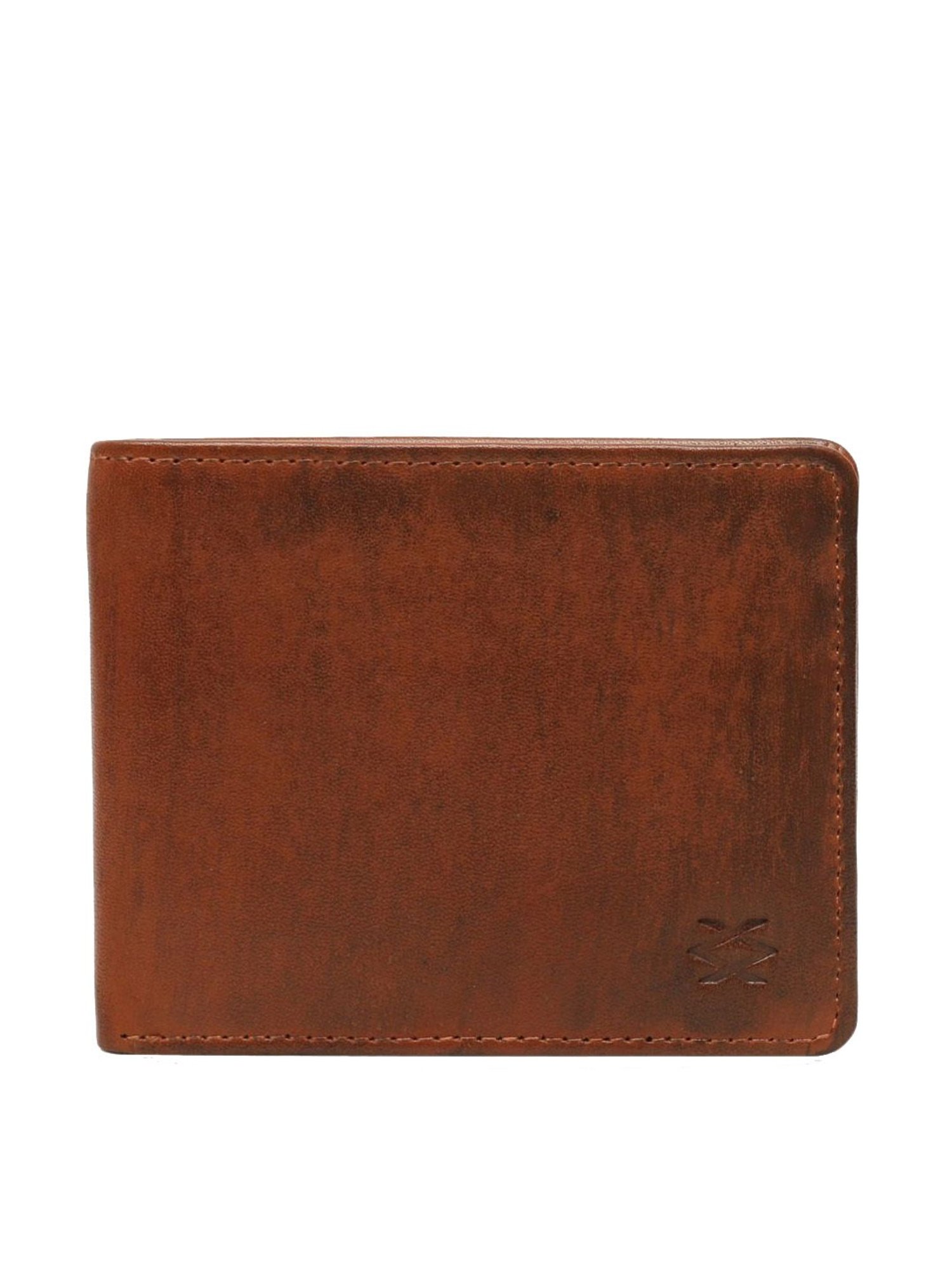 KOMPANERO Jake Cognac Leather Textured Bi-Fold Wallet