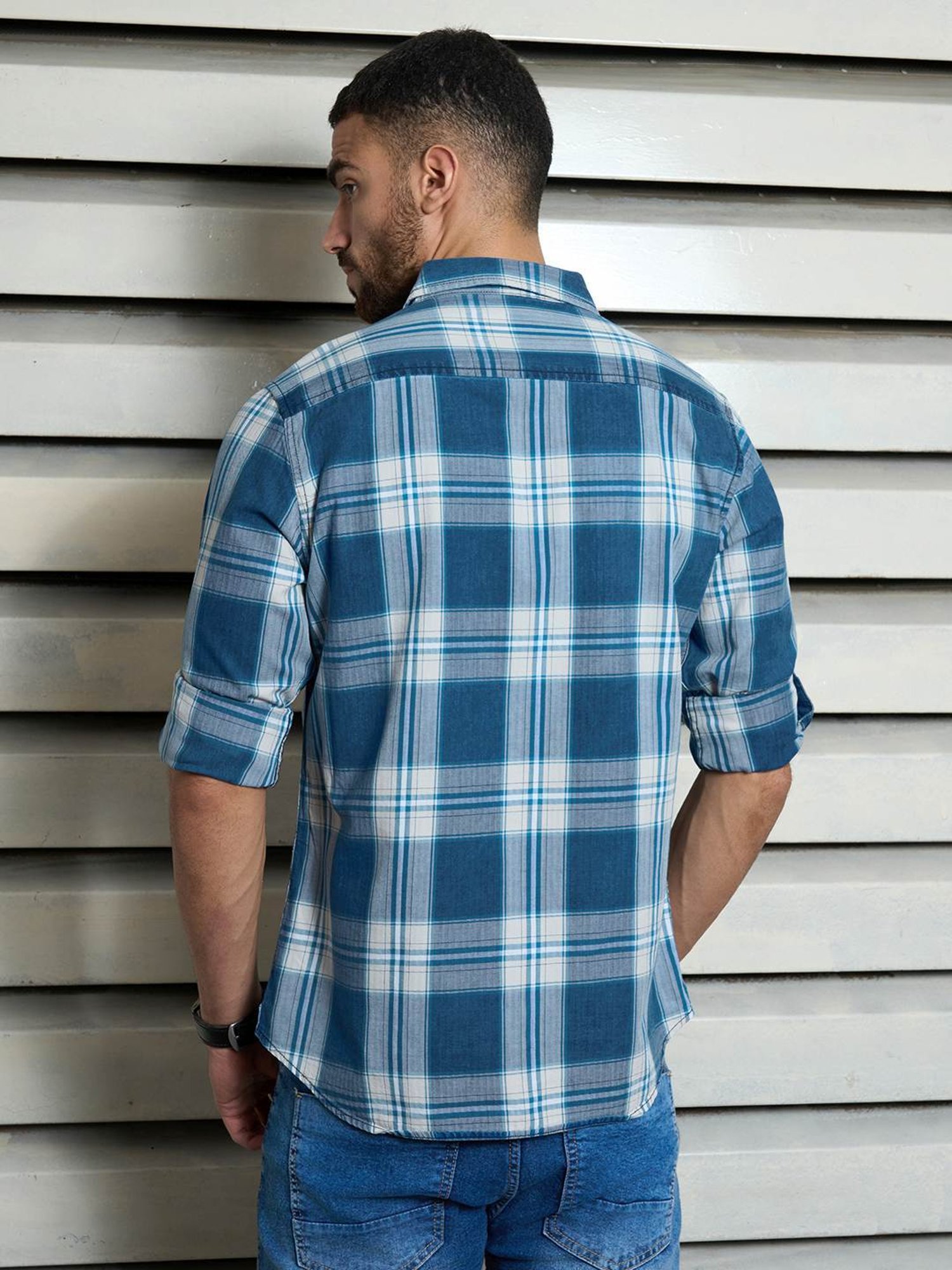High Star Multi Cotton Regular Fit Checked Shirt