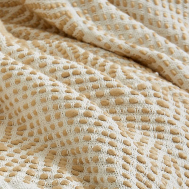 50"x60" Solid Throw Blanket with Fringe Natural/Ochre - Patina Vie