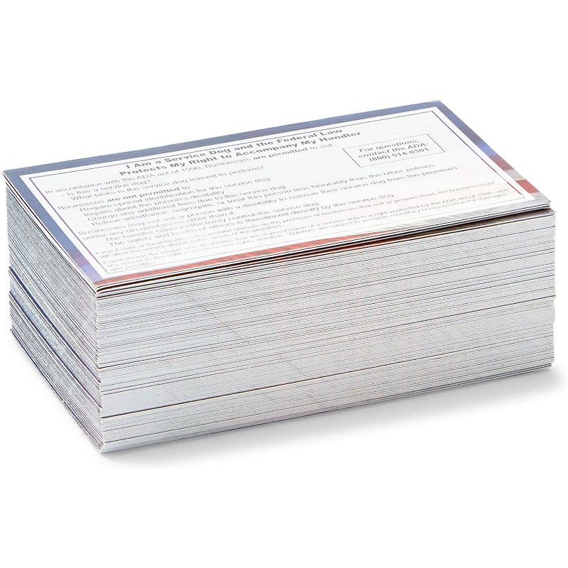 Okuna Outpost 100 Pack Service Dog Cards, Canine Certificate with Flag Design (3.5 x 2 in)