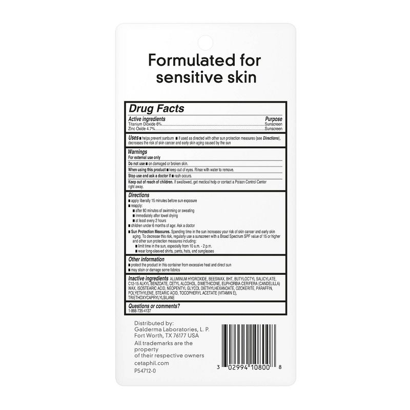 Cetaphil Sheer Mineral Sunscreen Stick - SPF 50 - 0.5oz