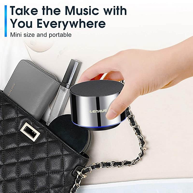 Portable Bluetooth Speaker-Mini Wireless Outdoor Rechargeable Speakers with LED,Built-in-Mic,Handsfree Call,AUX Line,TF Card,HD Stereo Sound and Bass for iPhone Ipad Android Phone