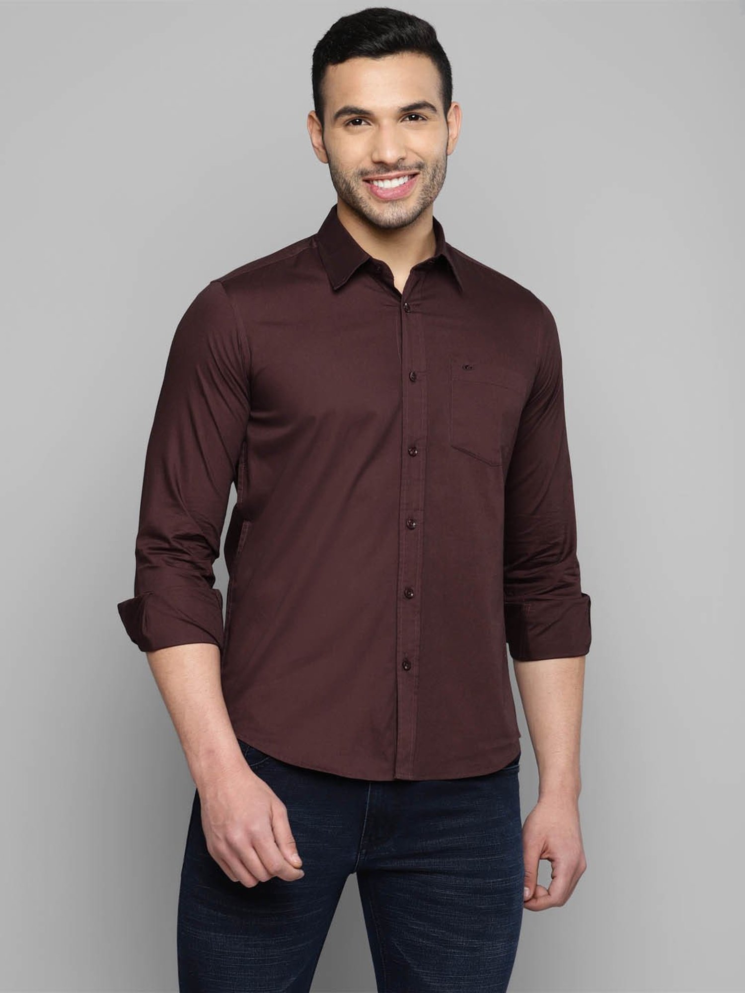 Allen cooper Brown Regular Fit Shirt