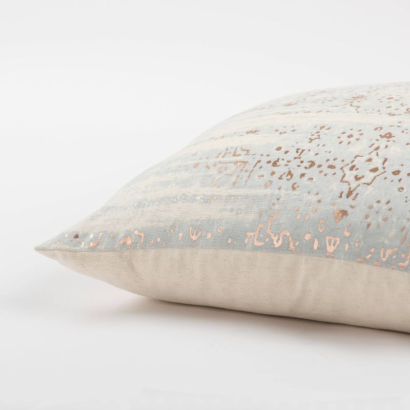 Abstract Striped and Geometric Throw Pillow White/Copper - Rizzy Home