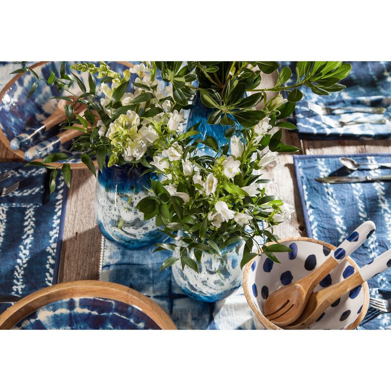 Lone Elm Studios Assorted-sized Artisanal Glass Vases in Milky White and Indigo Blue (Set of 3)