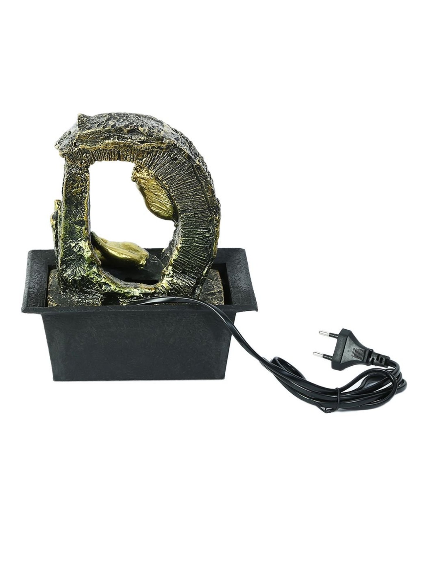 Tayhaa Gold & Black Hand Sculpted Buddha Indoor Water Fountain with Light