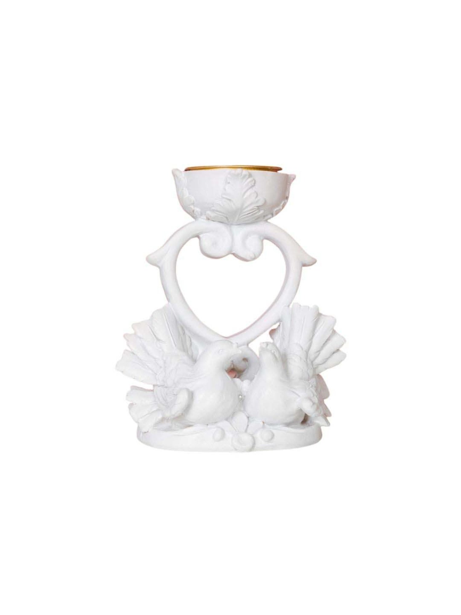 Nestasia Vintage White Resin Made Matte Finish Birds Of Love Decor Showpiece For Gifting 5.11"