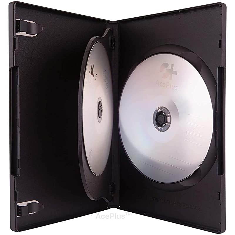 Black Triple 3Disc DVD Case 14mm Standard Thickness with Hinged Trays 10Pack