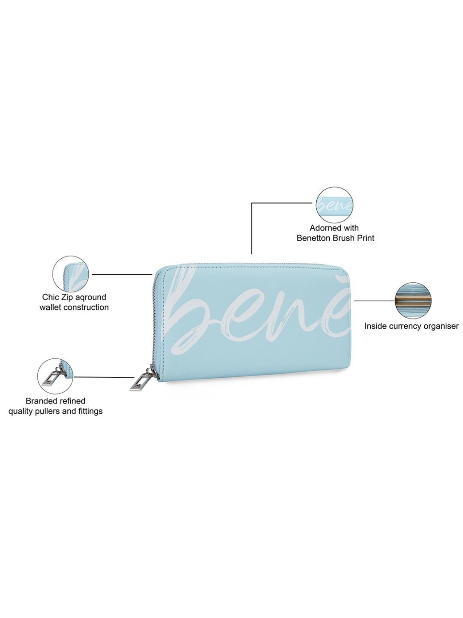 United Colors of Benetton Lili Light Blue Printed Wallet