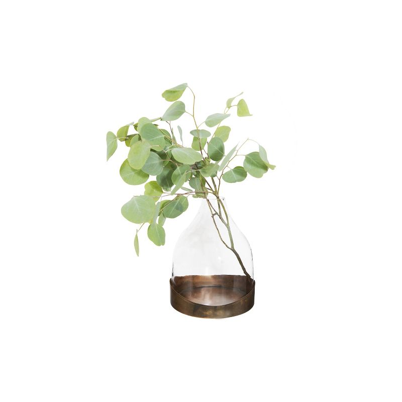 10" x 7" Glass Cloche with Metal Antique Copper Finish Trays Brass - 3R Studios