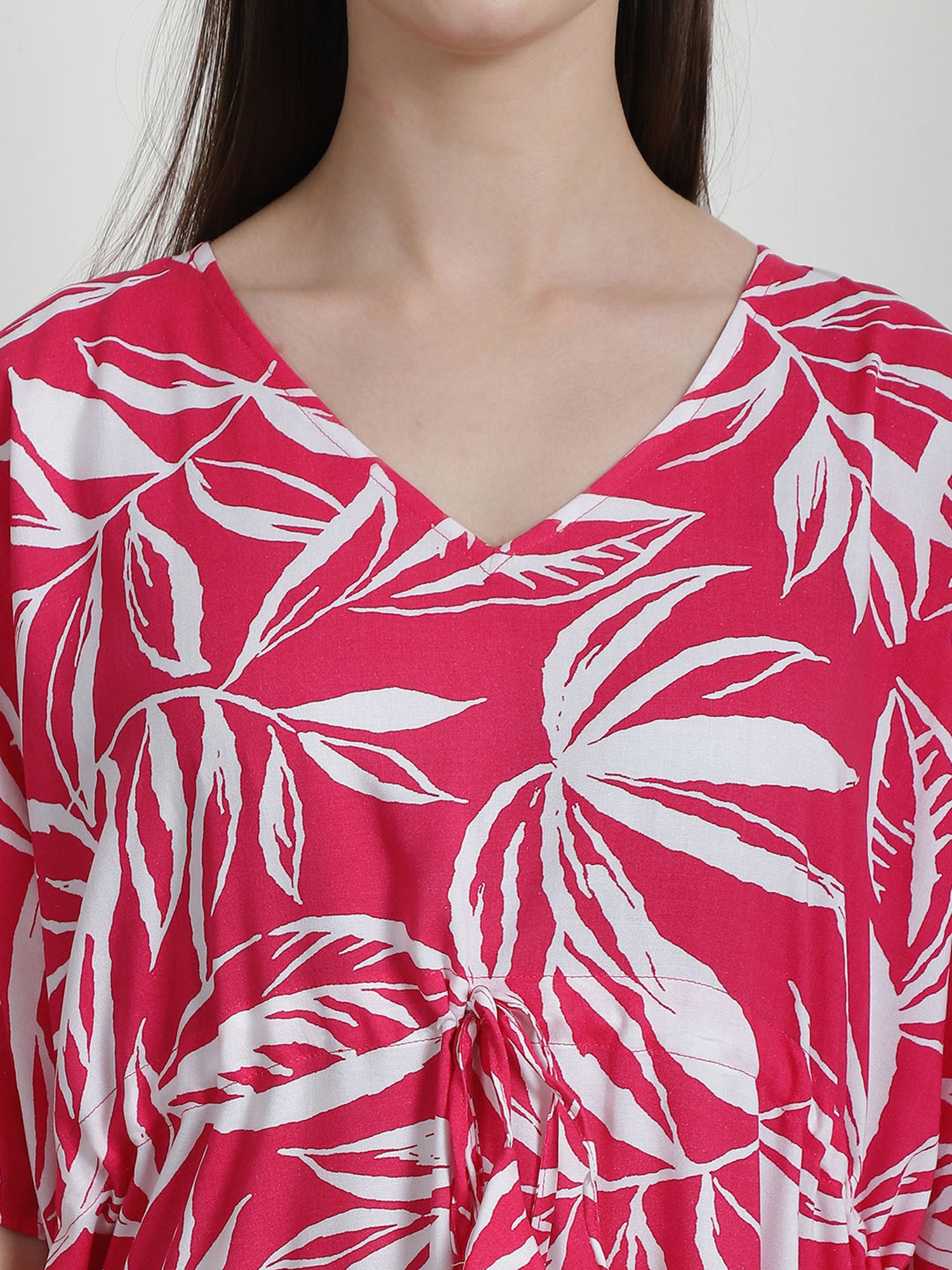 Secret Wish Pink Floral Print Kaftan Nighty