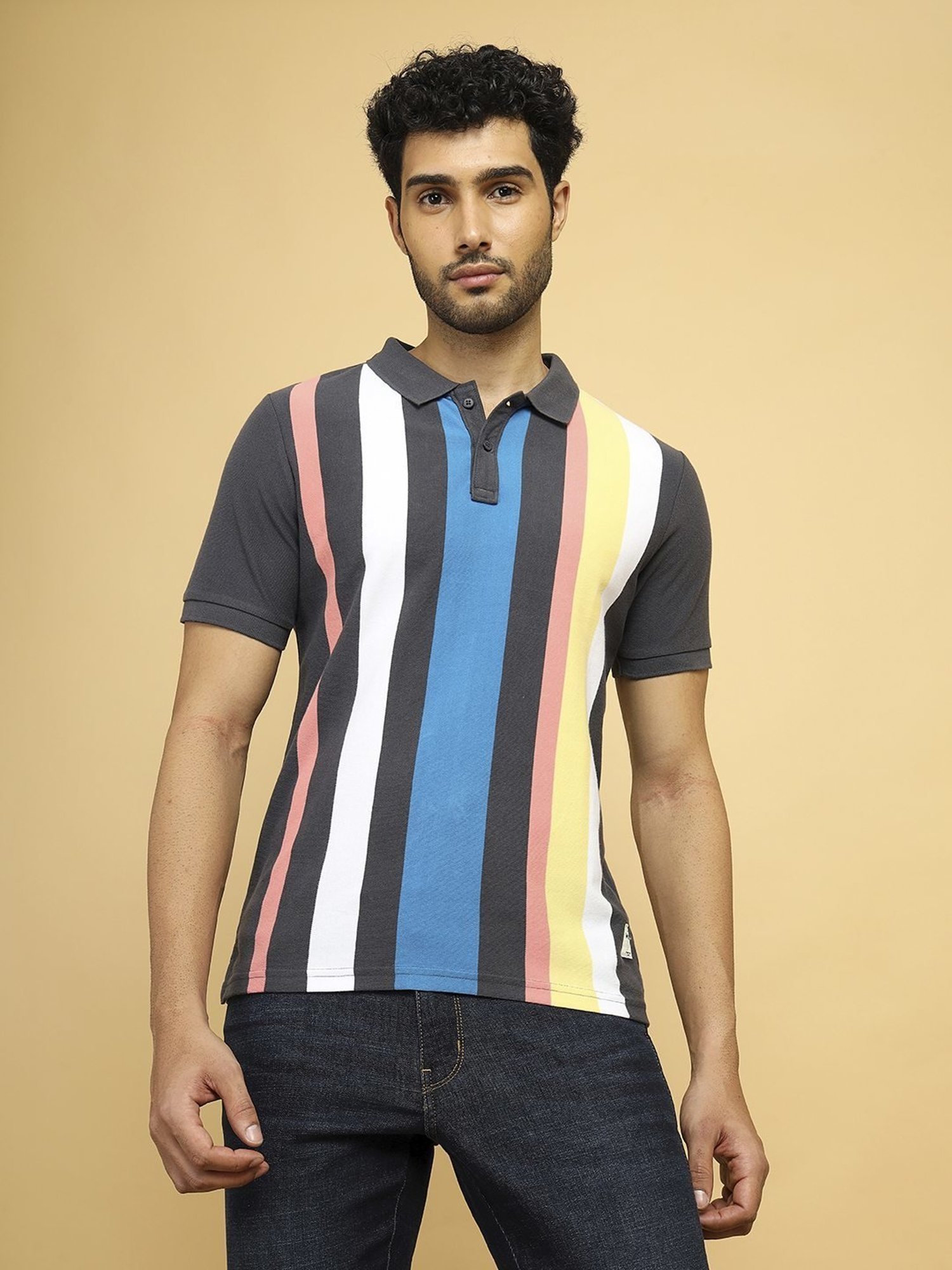 Wrangler Multi Cotton Regular Fit Striped Polo T-Shirt