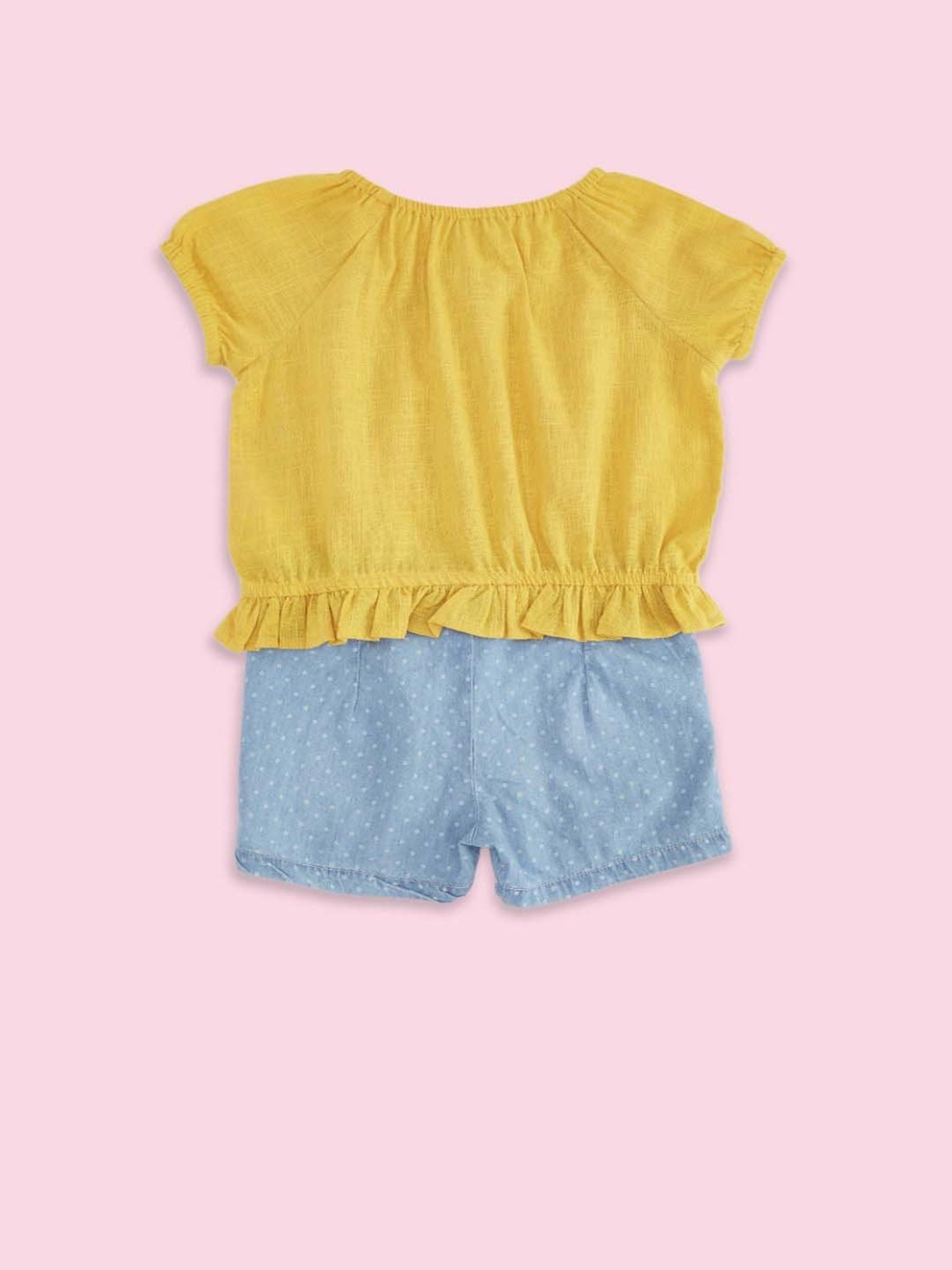 Mothercare Kids White & Yellow Cotton Printed Top Set