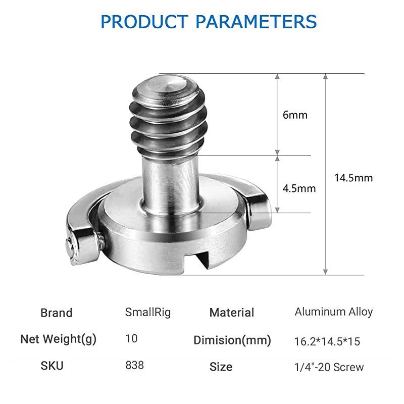 D Shaft DRing 14 Inch Thead Camera Screw for DSLR Camera Rig 838