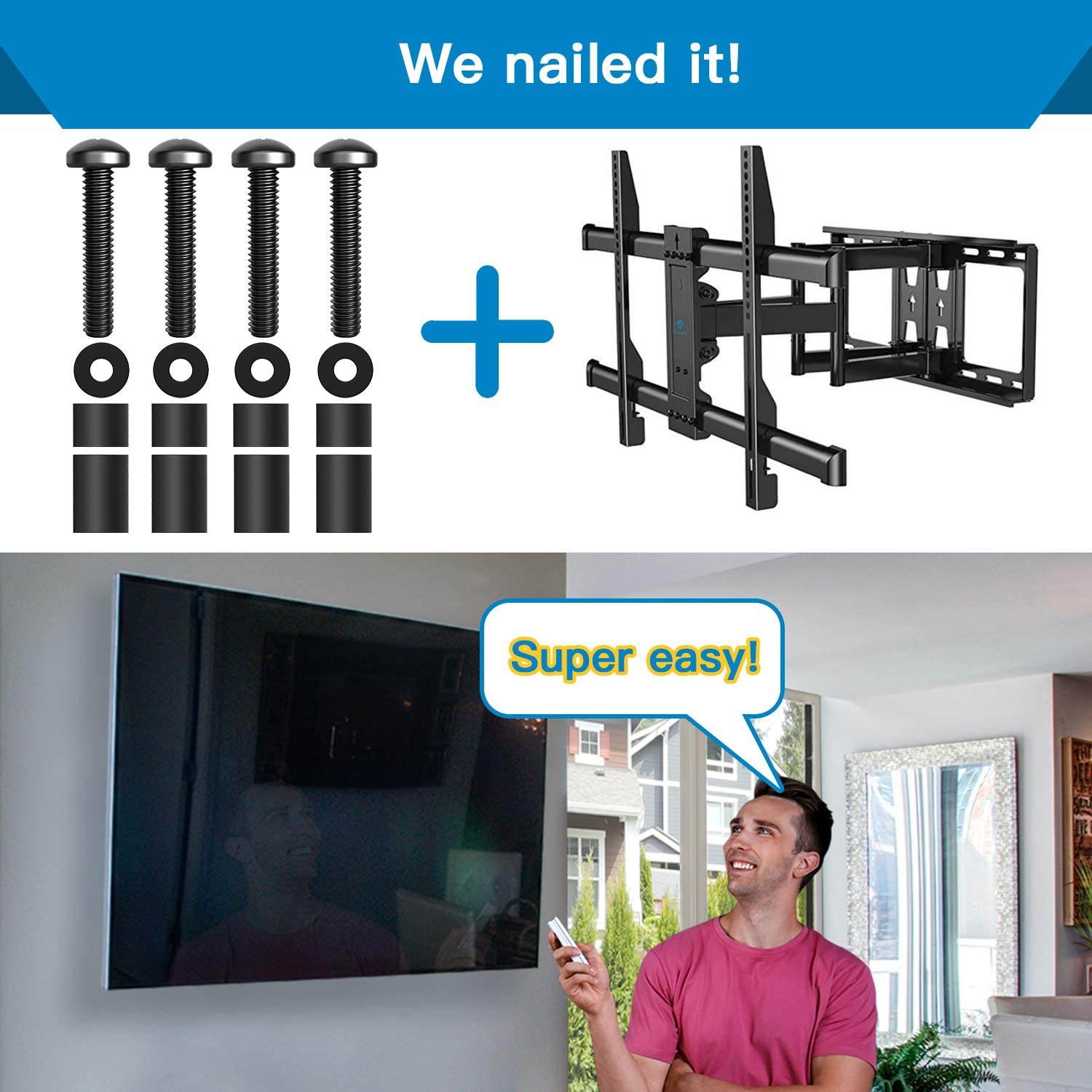 TV Mounting Hardware Screws M8 x 45mm Screws Bolts with 25mm Long Spacers for Samsung TVs Monitor Display M8 Screws for Samsung LG Vizio Philips Sony Bravia Sharps TV Wall Mount Bracket