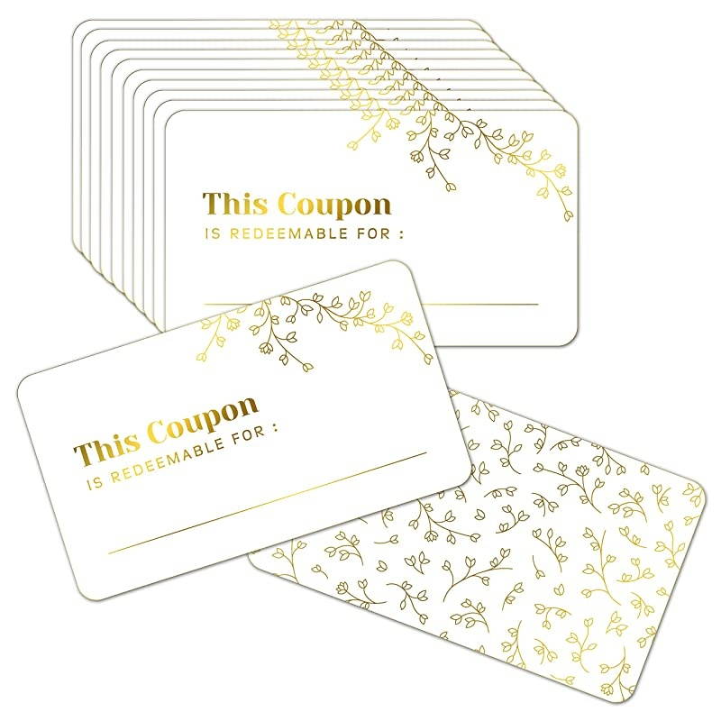 Blank Coupon Cards for Him Her Husband Wife Mom Dad Mothers Day Gift Certificates Vouchers Loyalty Cards Employee Appreciation Gifts Great for Spas Restaurants Hair Salons 35x2