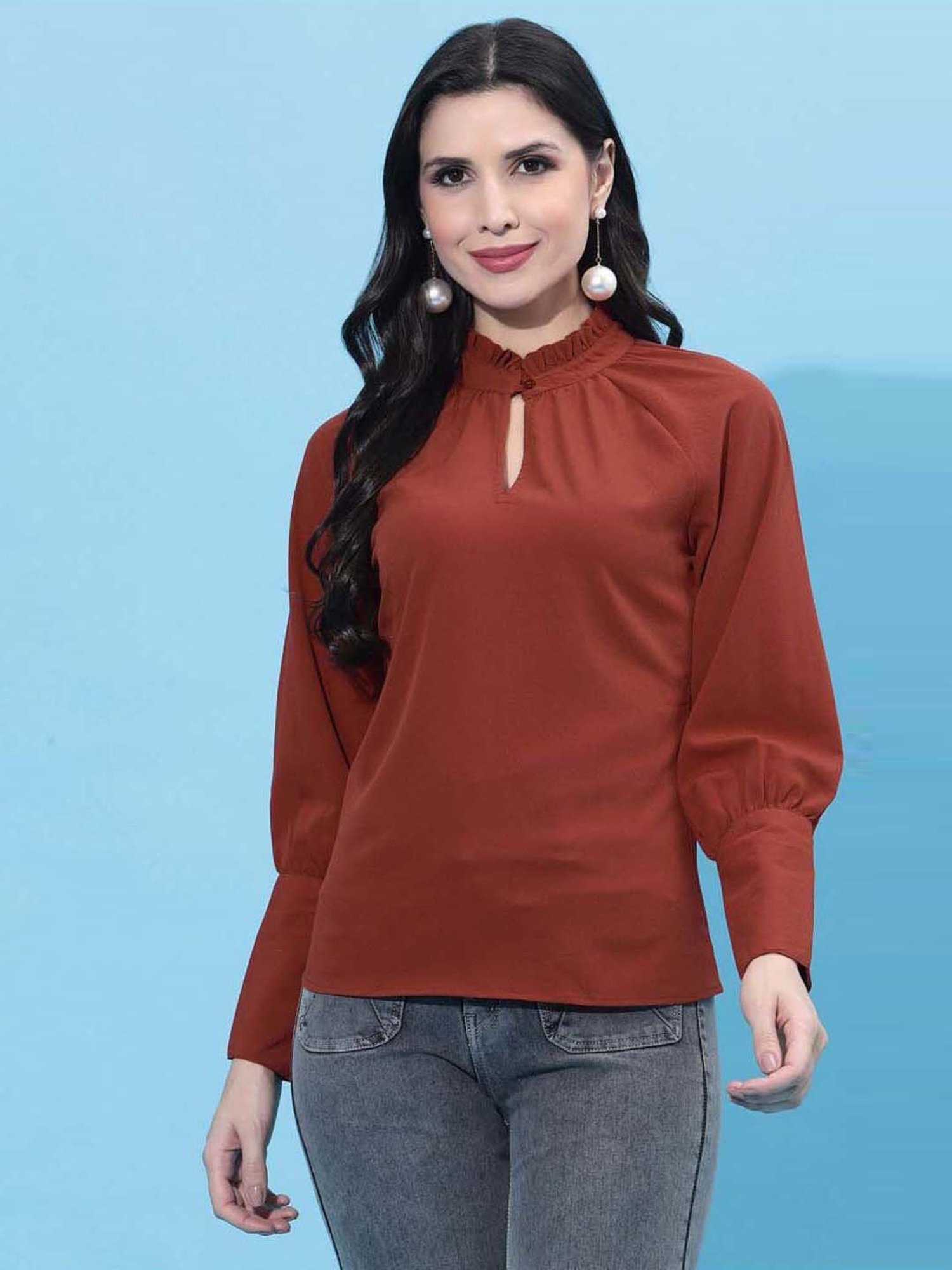 SELVIA Rust Regular Fit Top