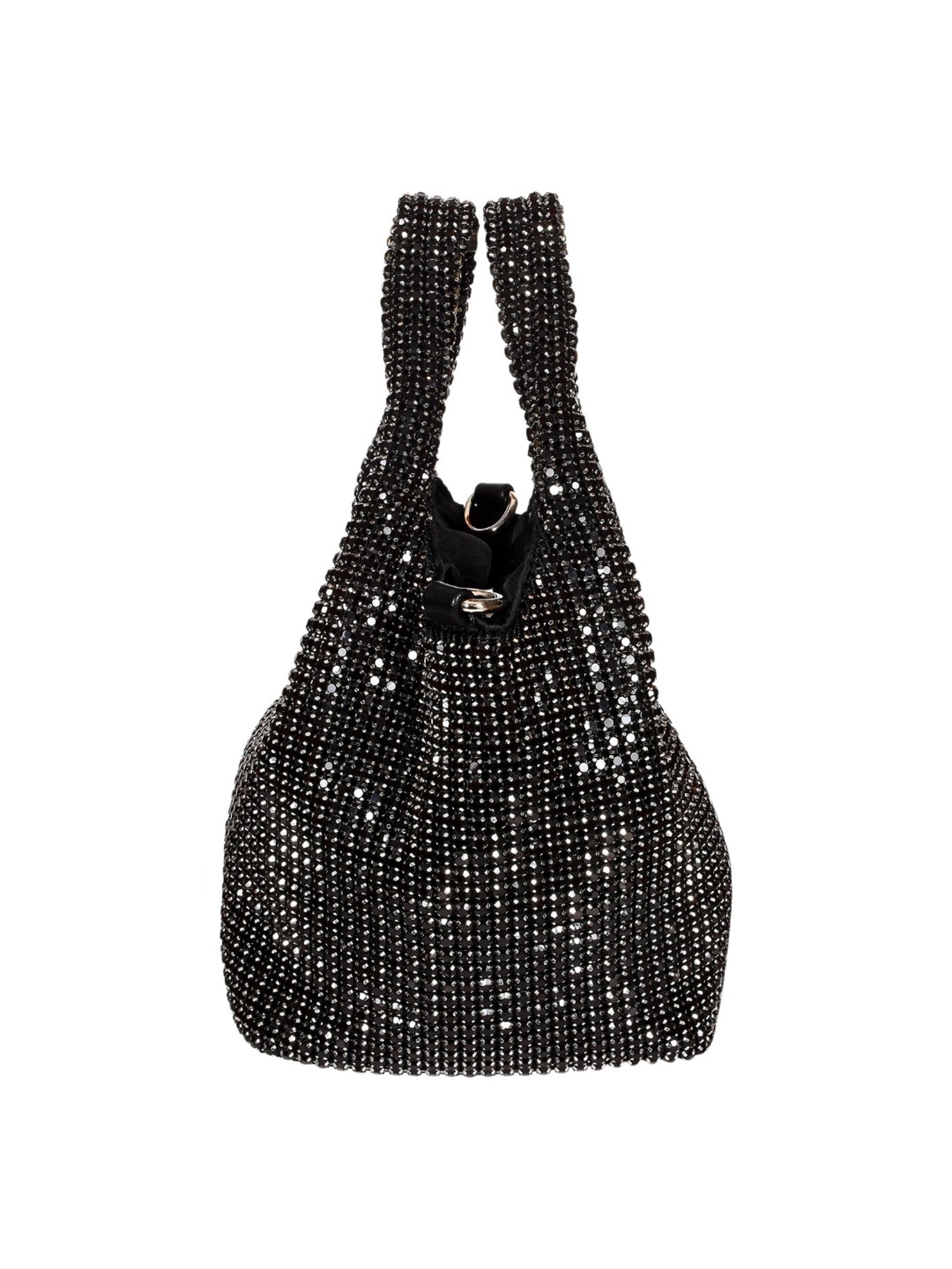 SASSORA RIM Black Leather Embellished Medium Handbag