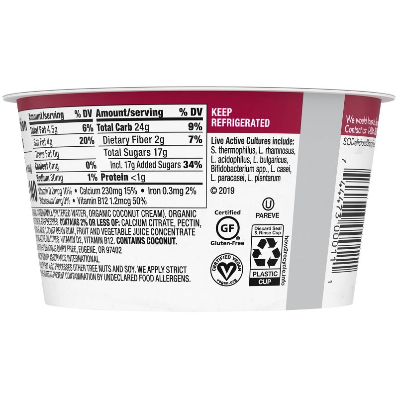 So Delicious Dairy-Free CoconutMilk Raspberry Yogurt Alternative - 5.3oz