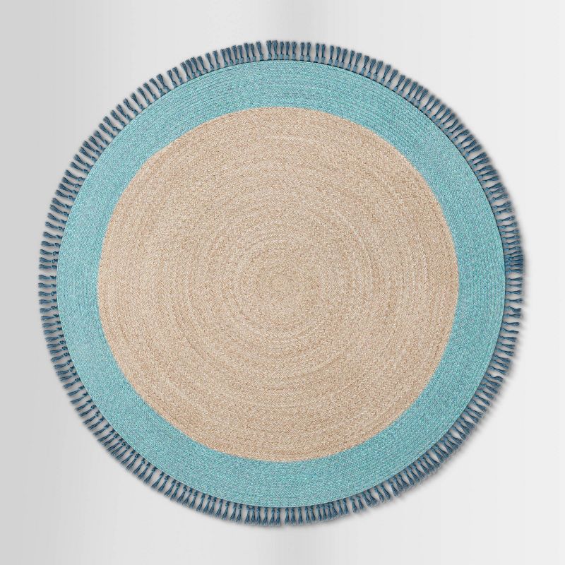 6' Round Fringe Outdoor Rug Aqua - Opalhouse™