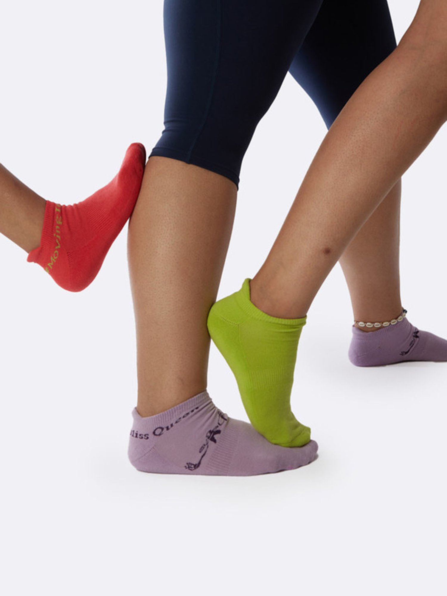 BlissClub Multicolor Active Cushioned Ankle Socks - Pack of 3