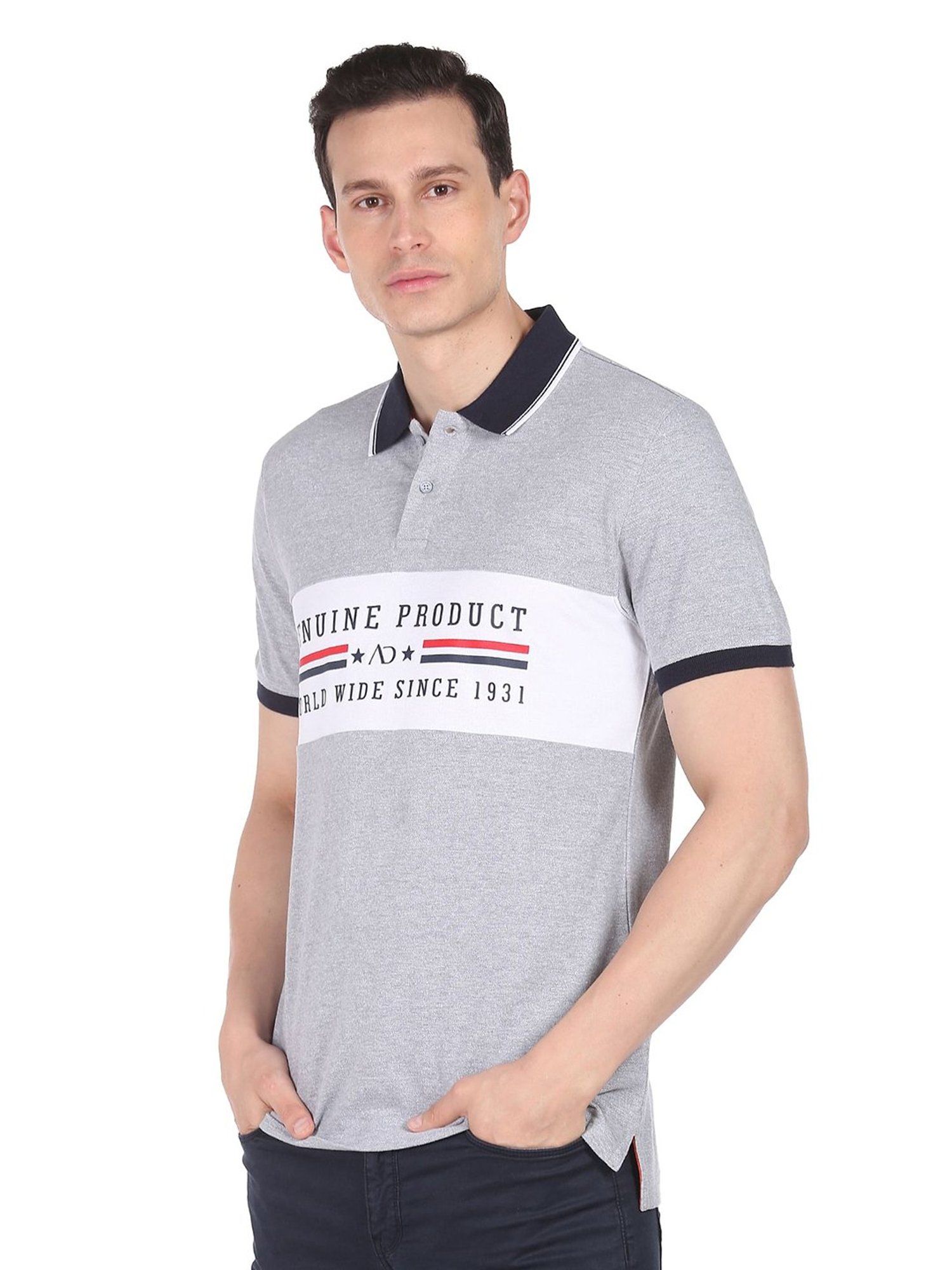 AD by Arvind Grey Polo T-Shirt