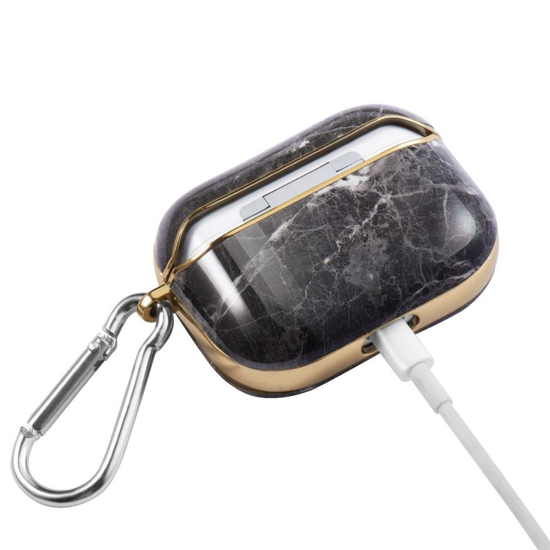 Insten Marble Case with Laser Gold For AirPods Pro, Glossy Soft TPU Skin Cover (Support Wireless Charging) Gray