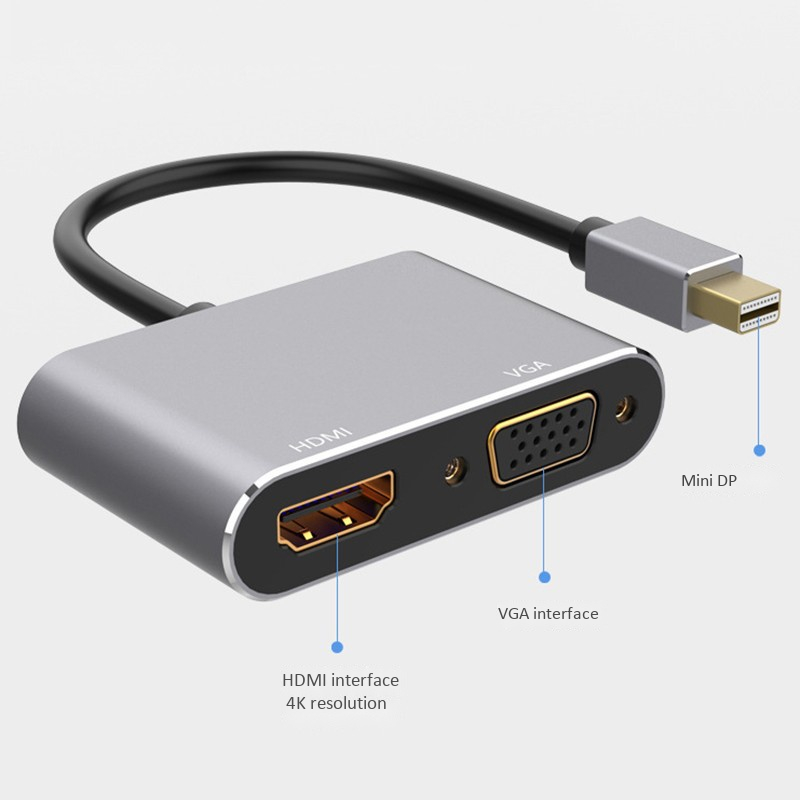 AABB-2 in 1 Mini Displayport DP To HDMI VGA Adapter Cable 4K 1080P Mini DP Converter