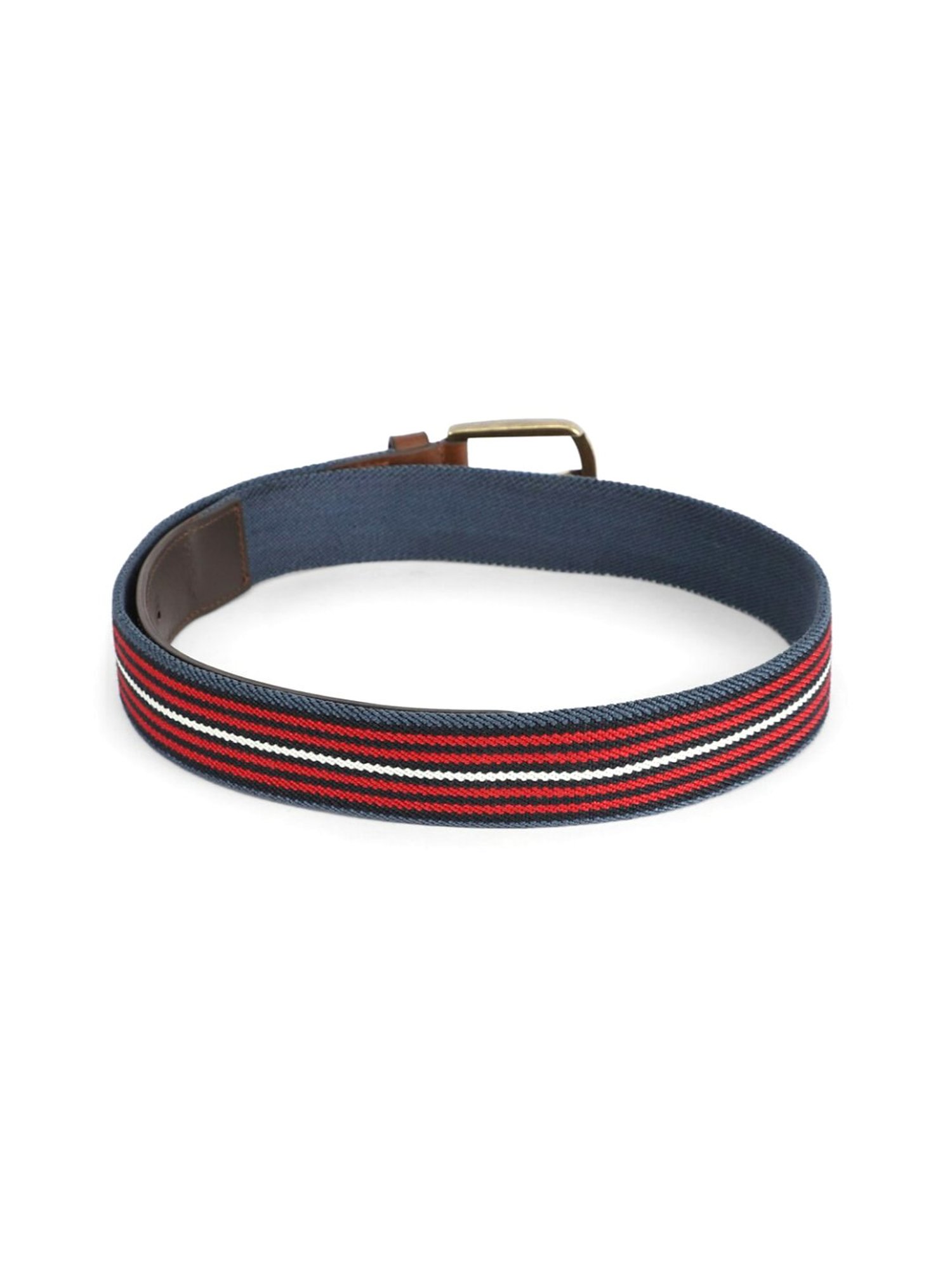 Simon Carter Multicolor Leather Striped Casual Belt for Men