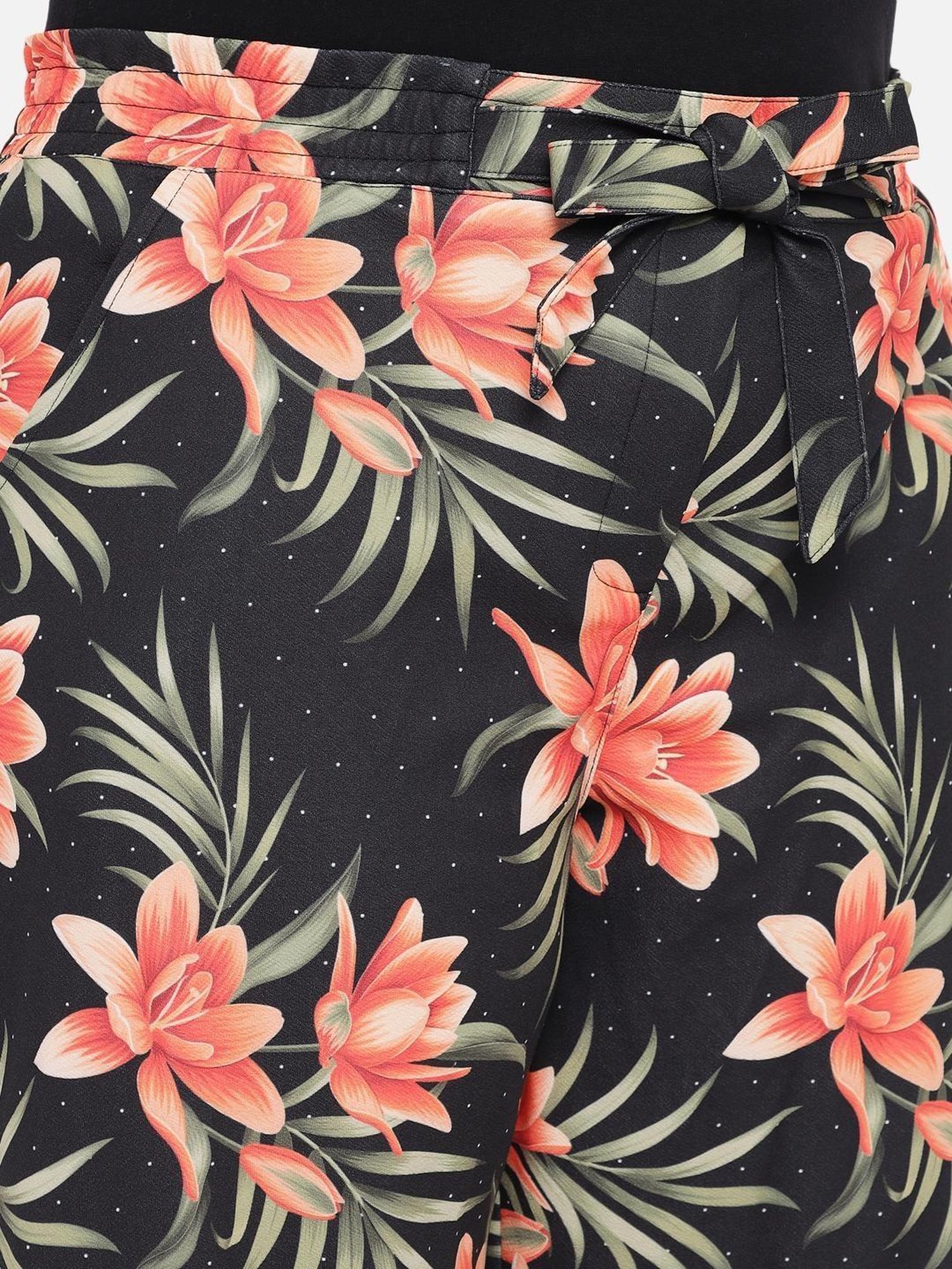 Amydus Black Floral Print Trousers