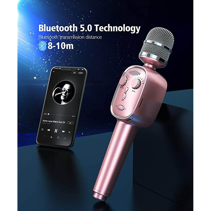 Bluetooth Karaoke Microphone Protable Handheld Karaoke Mic Speaker Singing Machine with Voice Changer Record Playback amp Reverb for Kids and Adults