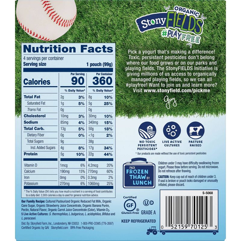 Stonyfield Organic Kids' Strawberry Banana Yogurt Pouches - 4pk/3.7oz