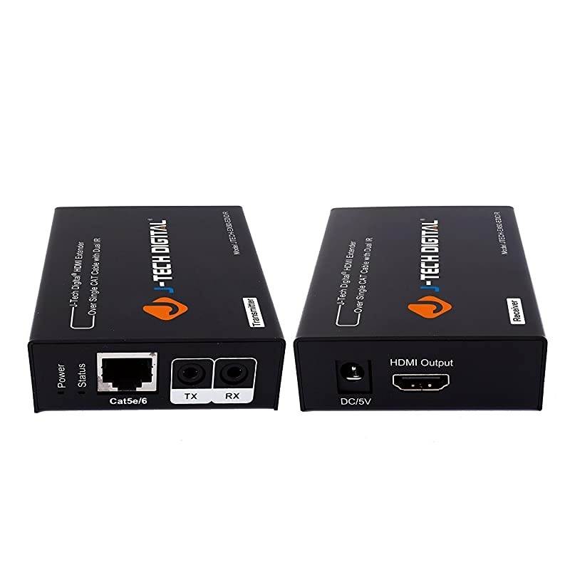 Hdmi Extender by Single Cat 5E67 up to 200ft with IR PassThrough JTECHEX60EDIDIR
