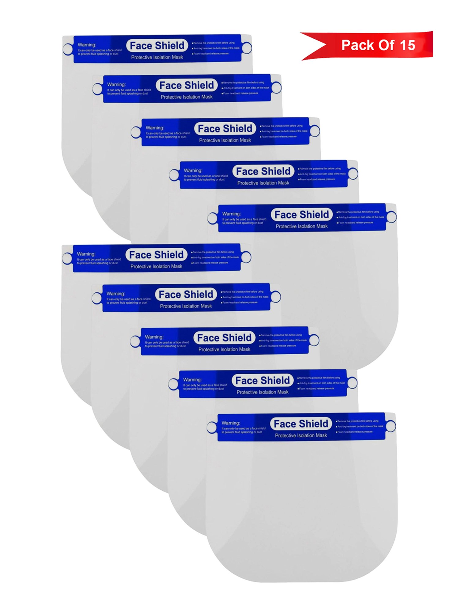 Globex Protective Isolation Face Shields - Pack of 15