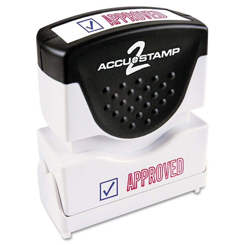 Accustamp2 Pre-Inked Shutter Stamp with Microban Red/Blue APPROVED 1 5/8 x 1/2 035525
