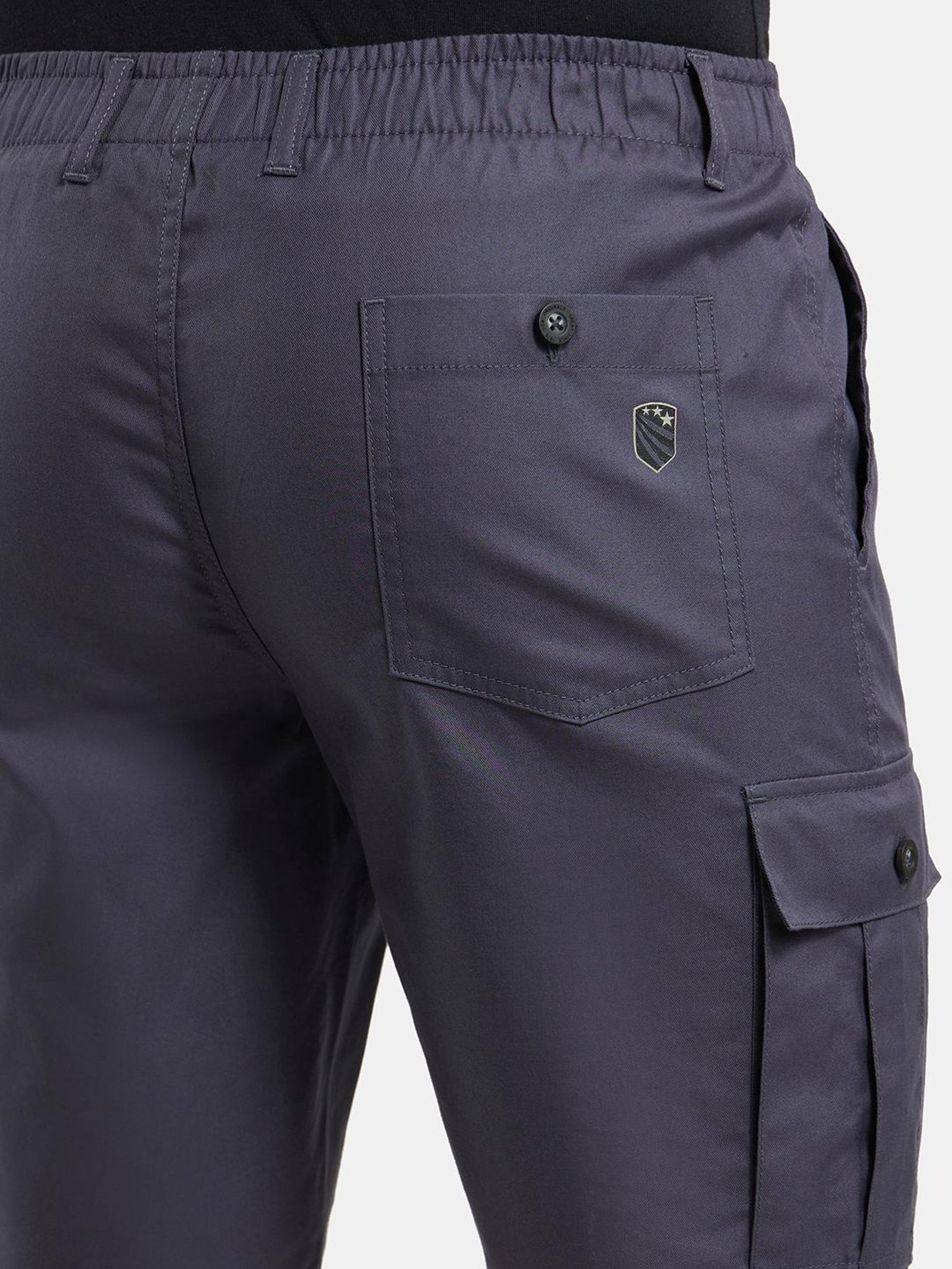 Jockey Grey Cotton Straight Fit Cargo Shorts